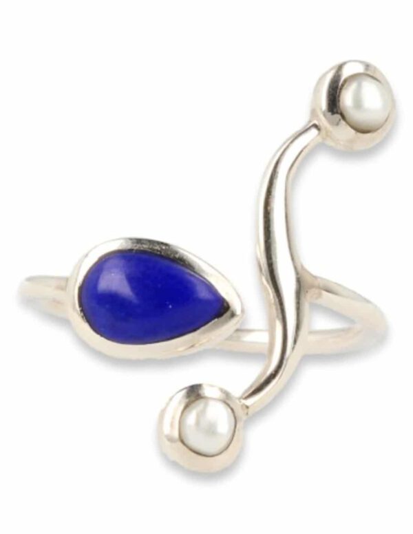 Zilveren Ring Lapis Lazuli en Parel