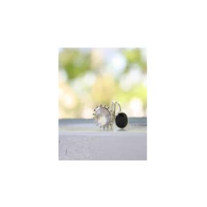 Zilveren Ring Rozenkwarts/Spinel Zwart Wrap (Maat 16)