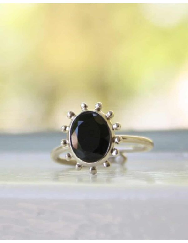 Zilveren Ring Spinel Zwart Facet