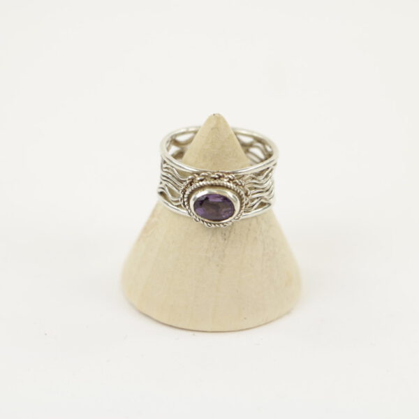 Zilveren Ring met Amethist Maat 16 (Sterling Zilver 925)