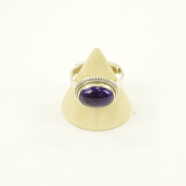 Zilveren Ring met Amethist Maat 19 - Verstelbaar (Sterling Zilver 925)