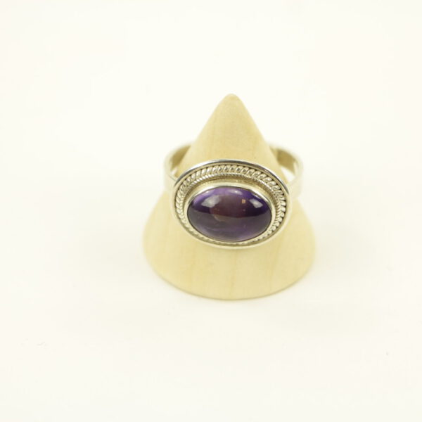 Zilveren Ring met Amethist Maat 20 - Verstelbaar (Sterling Zilver 925)