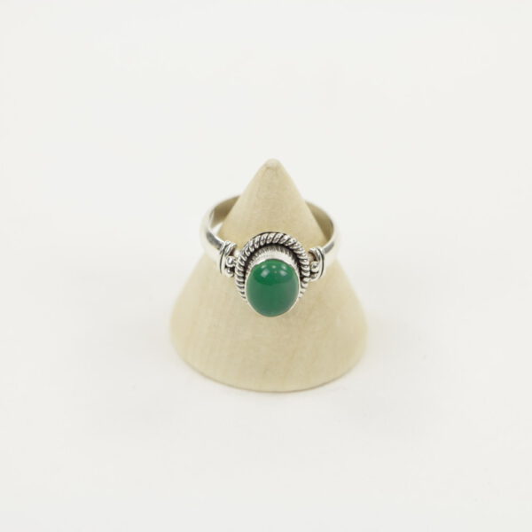 Zilveren Ring met Groene Onyx Maat 17 (Sterling Zilver 925)