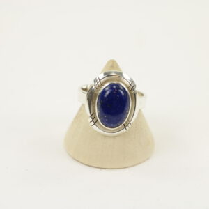 Zilveren Ring met Lapis Lazuli Maat 18 - Verstelbaar - Model 2