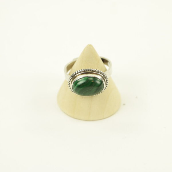 Zilveren Ring met Malachiet Maat 18 - Verstelbaar - Model 1 (Sterling