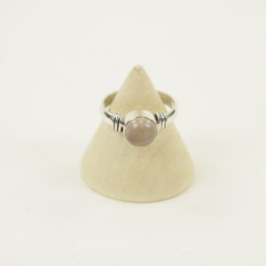 Zilveren Ring met Rozenkwarts Maat 16