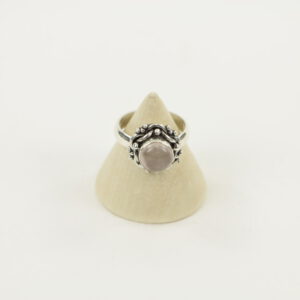 Zilveren Ring met Rozenkwarts Maat 16