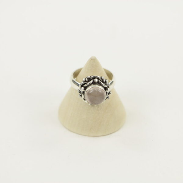 Zilveren Ring met Rozenkwarts Maat 16