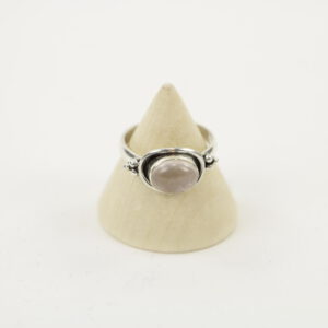 Zilveren Ring met Rozenkwarts Maat 18