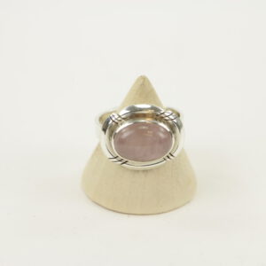 Zilveren Ring met Rozenkwarts Maat 19 - Verstelbaar (Sterling Zilver