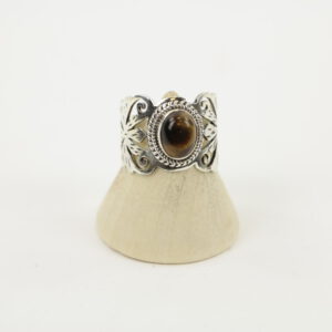 Zilveren Ring met Tijgeroog Maat 17 (Sterling Zilver 925)