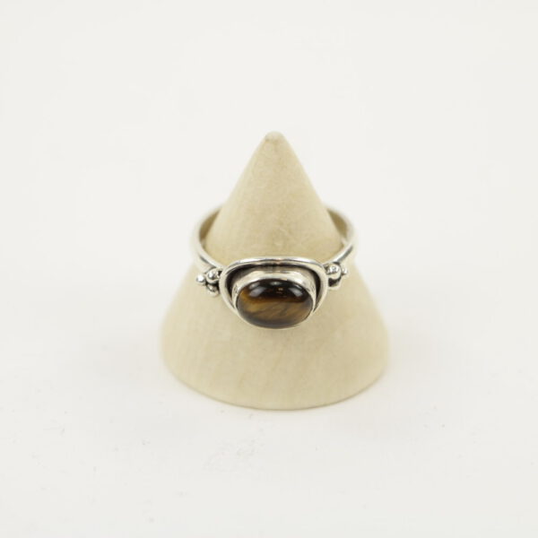 Zilveren Ring met Tijgeroog Maat 18 - Model 2 (Sterling Zilver 925)