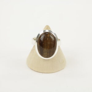 Zilveren Ring met Tijgeroog Maat 18 Verstelbaar (Sterling Zilver 925)