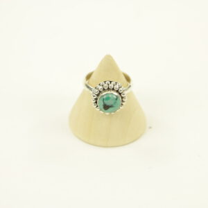 Zilveren Ring met Turkoois Maat 16 (Sterling Zilver 925)