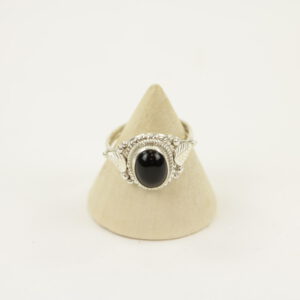 Zilveren Ring met Zwarte Onyx Maat 17 (Sterling Zilver 925)