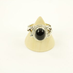 Zilveren Ring met Zwarte Onyx Maat 18