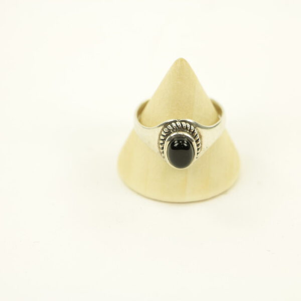 Zilveren Ring met Zwarte Onyx Maat 20 (Sterling Zilver 925)