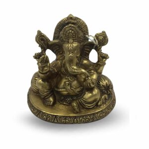 Zittende Ganesh met Kussen - 10 cm