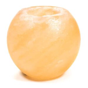 Zoutsteen Waxinelichthouder Oranje/Roze Bol (ca. 650 gram) 8 x 5 x 8