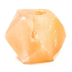Zoutsteen Waxinelichthouder Oranje/Roze Diamant (ca. 1200 gram) 9 x 9