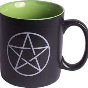 Zwarte Keramische Koffie Mok - Pentagram